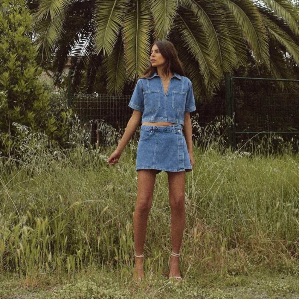 Zara Denim Shirt and Skort Set size XS